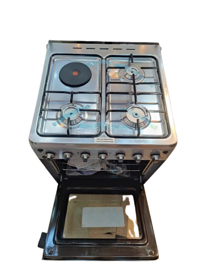 Ecomax Cooker 3Gas Burners with1Hotplate and Electric Oven 60×60 cm Silver