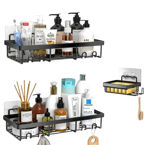 NUNIX Organizer Rack Wall Mounted 3 Set BL03  Bathroom &amp; Kitchen Storage Shelf