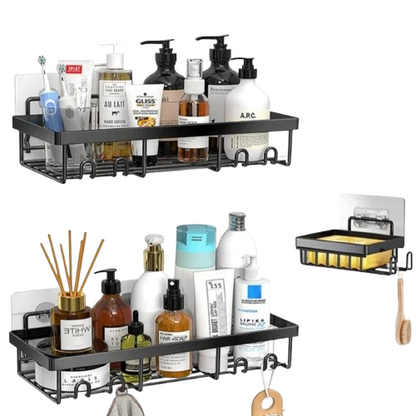 NUNIX Organizer Rack Wall Mounted 3 Set BL03  Bathroom &amp; Kitchen Storage Shelf