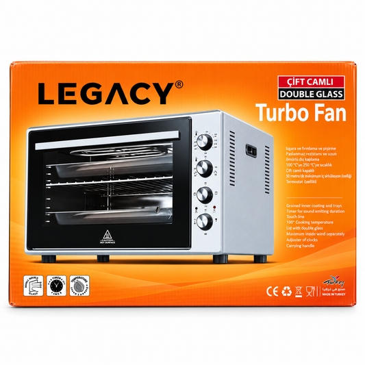 Legacy Oven table oven Gas Powered 75 Litres Black Stainless Steel with Silver Handle