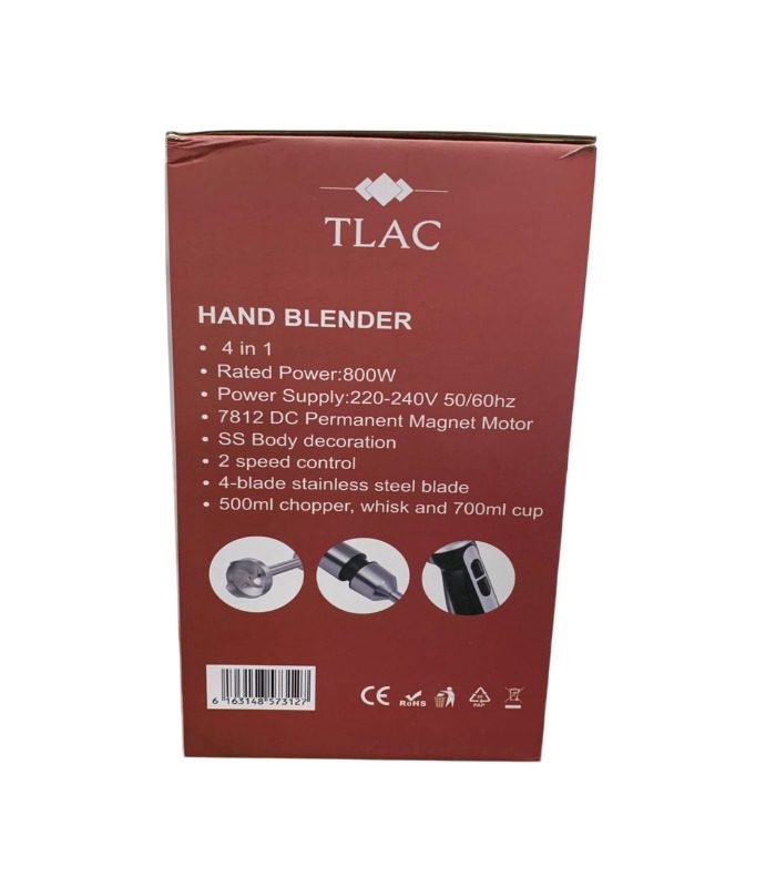 Tlac Blender, 4-in-1 Hand Immersion Blender Stainless Steel Powerful 800W  TL-HB 522S