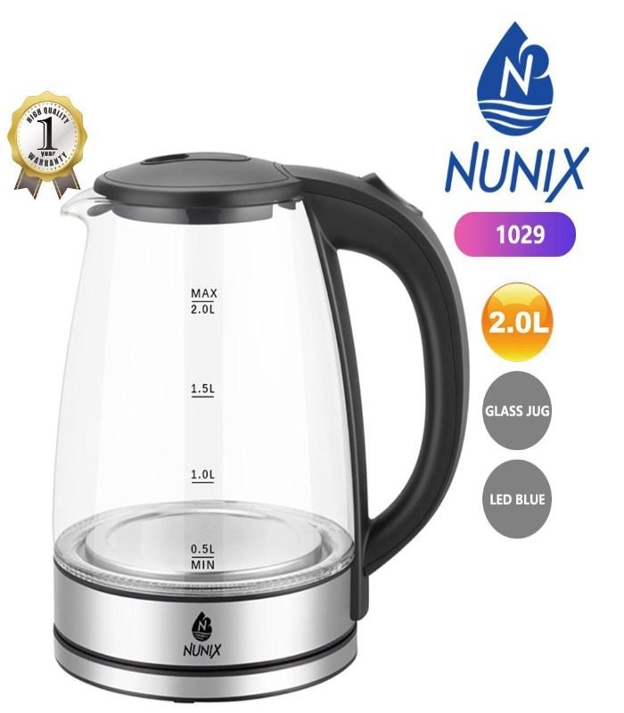 Nunix Kettle , Glass  2.0L Cordless Kettle 1029