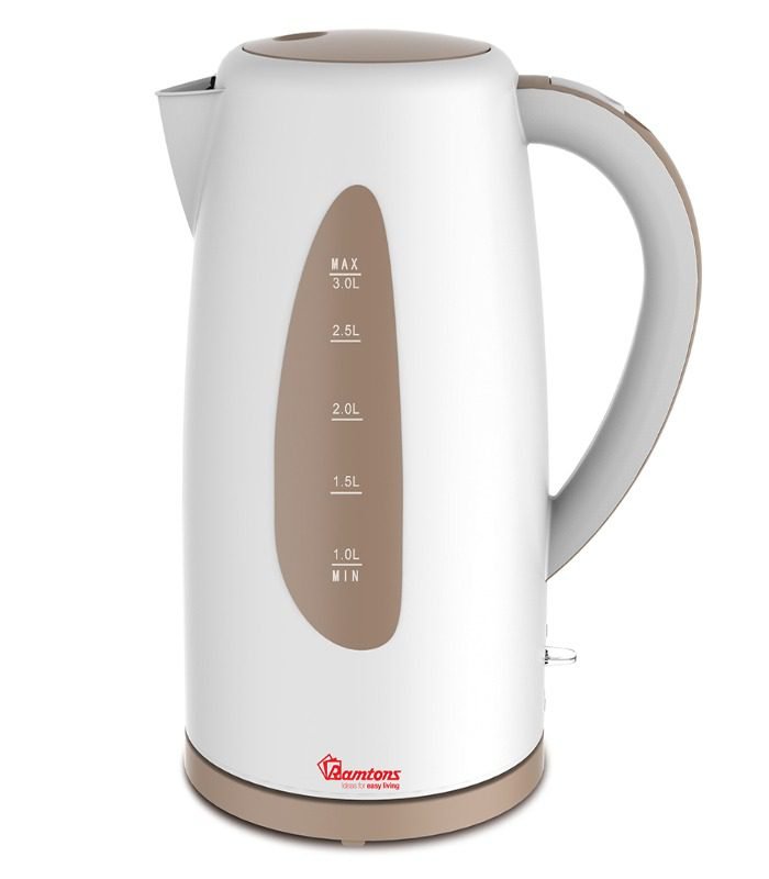Ramtons Kettle  Cordless Electric Kettle 3 Liters White And Brown - RM/591