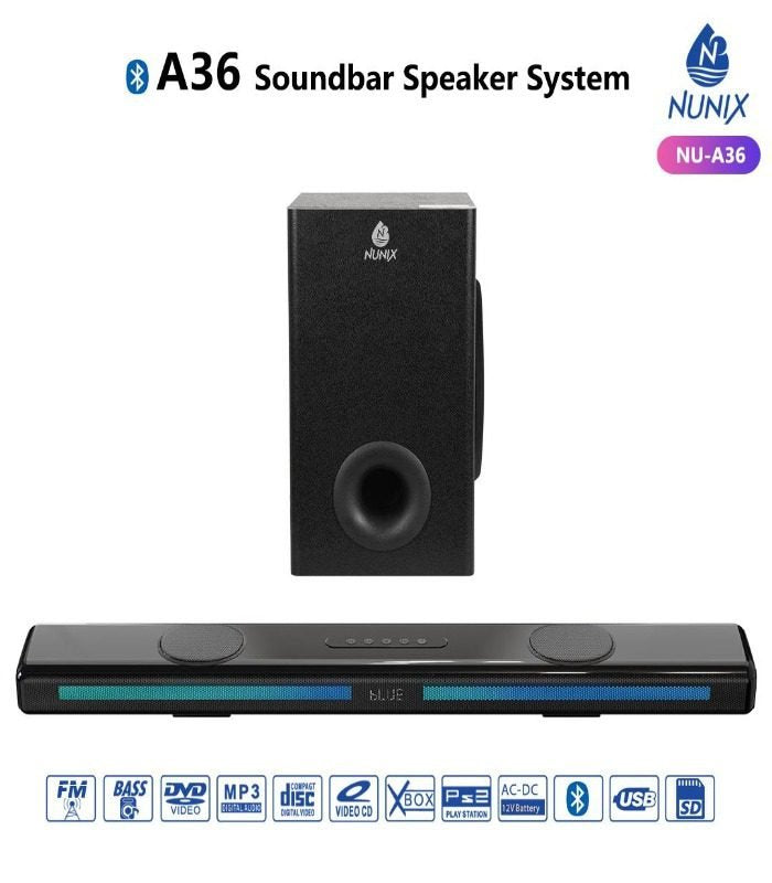 Nunix Sound Bar Mini System 2.1 Subwoofer NU-A36