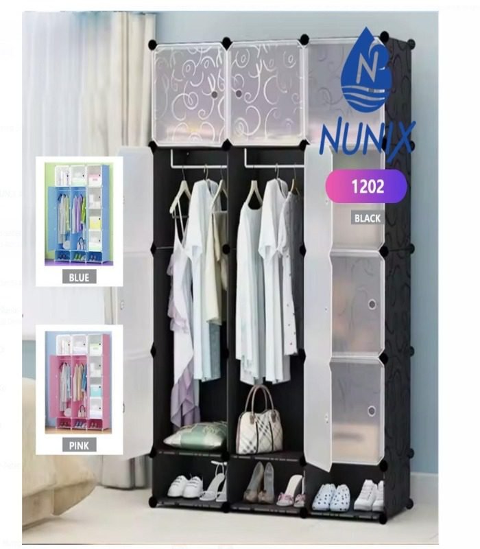 Nunix Wardrobe Strong 3 Columns Plastic Wardrobe 1202