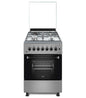 Mika Cooker, 58cm x 58cm, 3 Gas Pool Jet Burners + 1 RAPID Hot Plate, Button Ignition, 3 Function Electric Oven, Silver