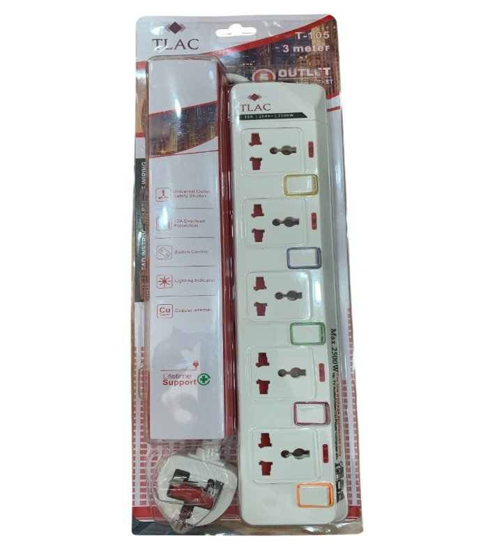 TLAC 6 Way Power Extension With Surge Protector T-106