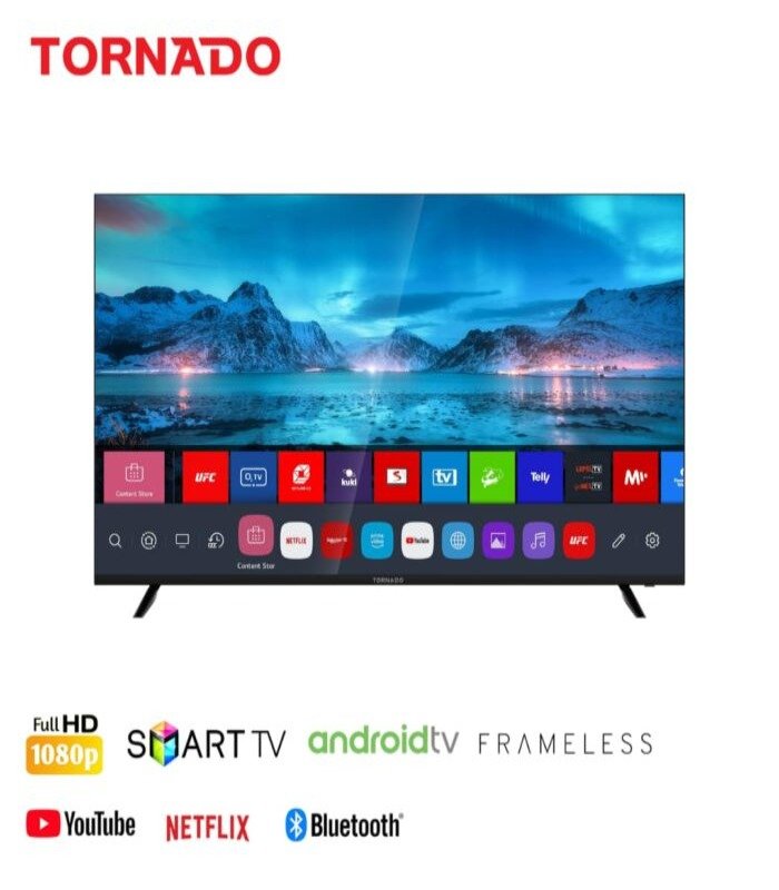 Tornado Smart TV  43″ inch Android Frameless Netflix Youtube with Bluetooth