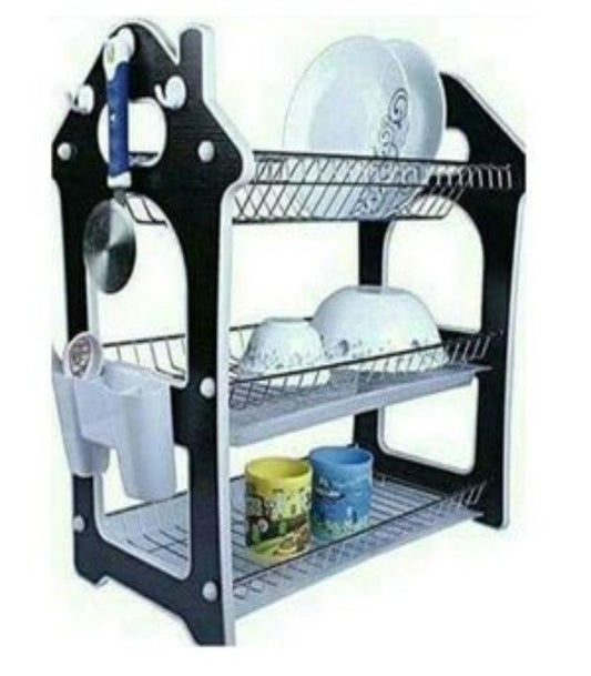 Nunix Dishrack 3 Layer Wooden With Removable Plastic Drip Tray.