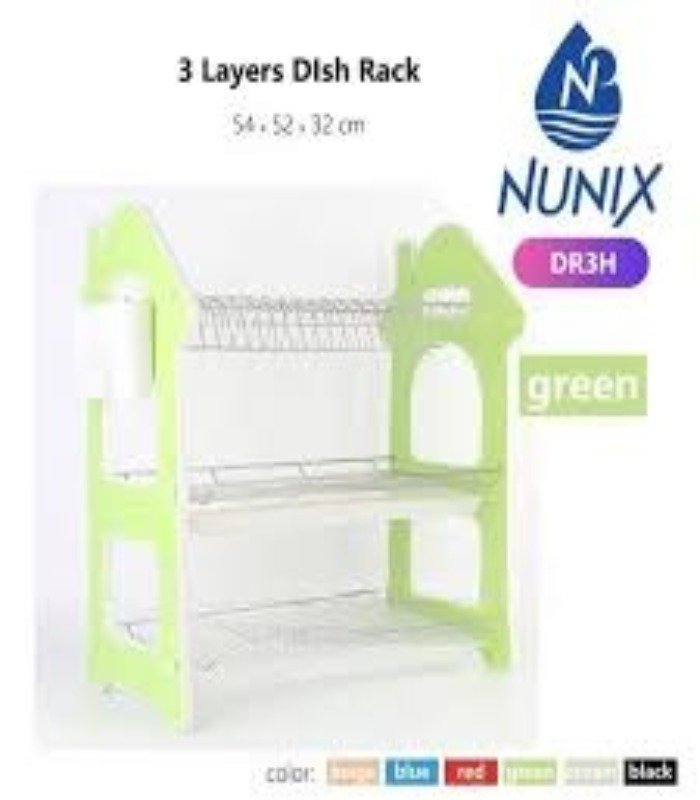 Nunix Dishrack 3 Layer Wooden With Removable Plastic Drip Tray.