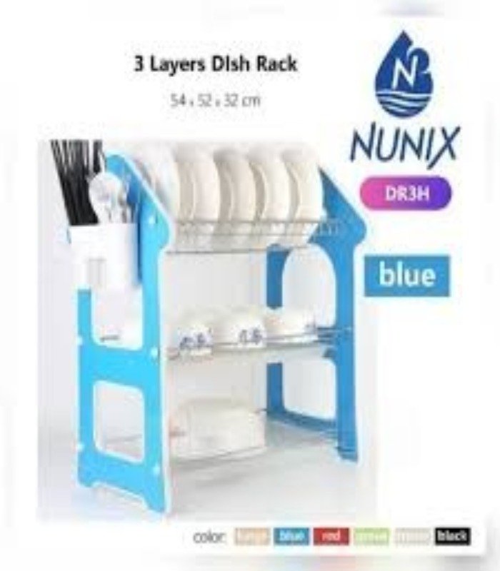 Nunix Dishrack 3 Layer Wooden With Removable Plastic Drip Tray.