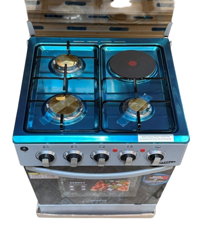 Ecomax Cooker 50x55cm 3 Gas Burners + 1 Hotplate Cooker