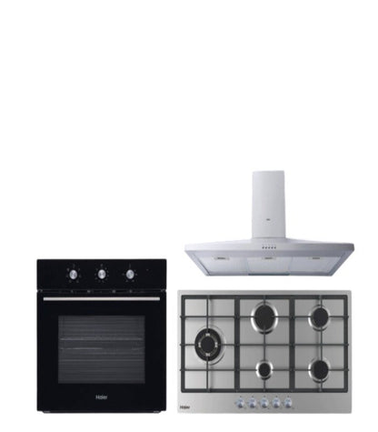 Haier Hob 90cm Complete Built-in Bundle: 90cm Hood + 90cm 5 burner built-in Hob + 59L built-in oven