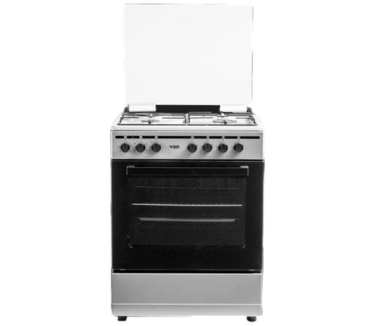 VON Cooker 4 Gas + Electric oven VCF664041FSY  Thick Enamel Inox Grey