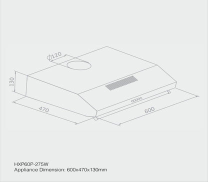 Haier Hood 60cm Kitchen Chimney - HXP60P-275B