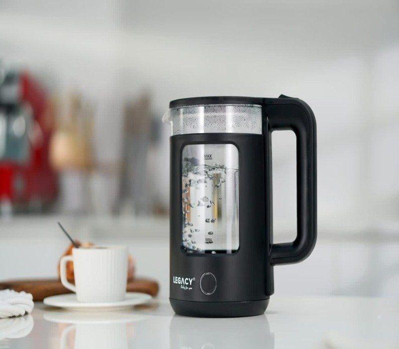 Legacy Kettle Black Glass Double Layer 3 Plug 1.7l LKAK17LGB02