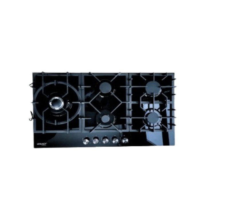 Hob 5 gas burners with 1 Wok Built in Glass 90CM