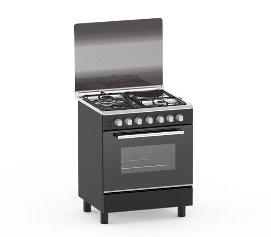 Haier Cooker 60x60 with 3Gas and 1Electric Burners with Electric Oven Black HCR2031EED1