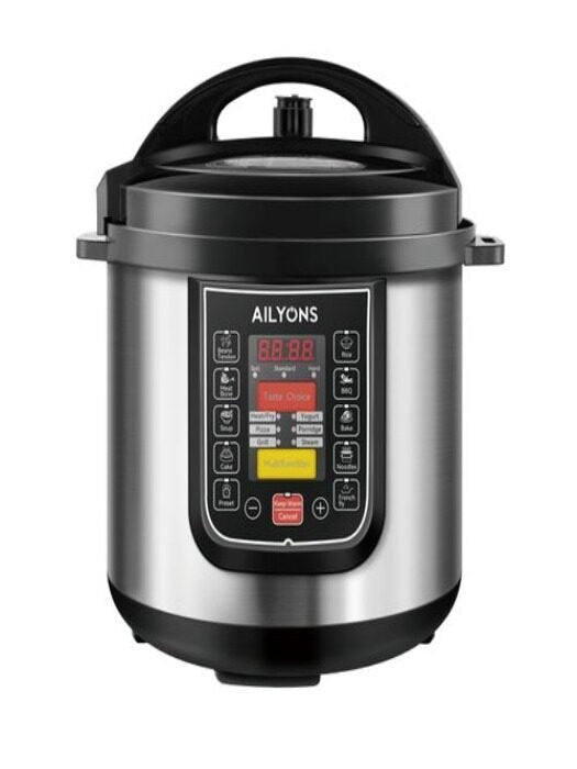 Ailyons Pressure Cooker Multi Function Explosive Proof 1000W Silver 1 Year Warranty LS-A6-6Lailyons Pressure Cooker Multi Function Explosive Proof 1000W Silver 1 Year Warranty LS-A6-6L