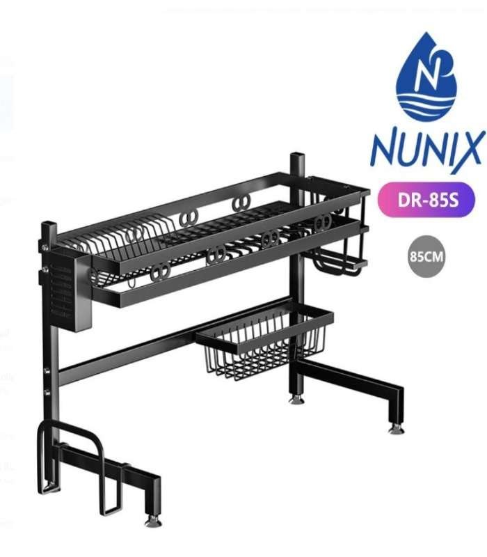 Nunix Oversink DishRack Drainer 2 Tier Black, 85cm DR-85S
