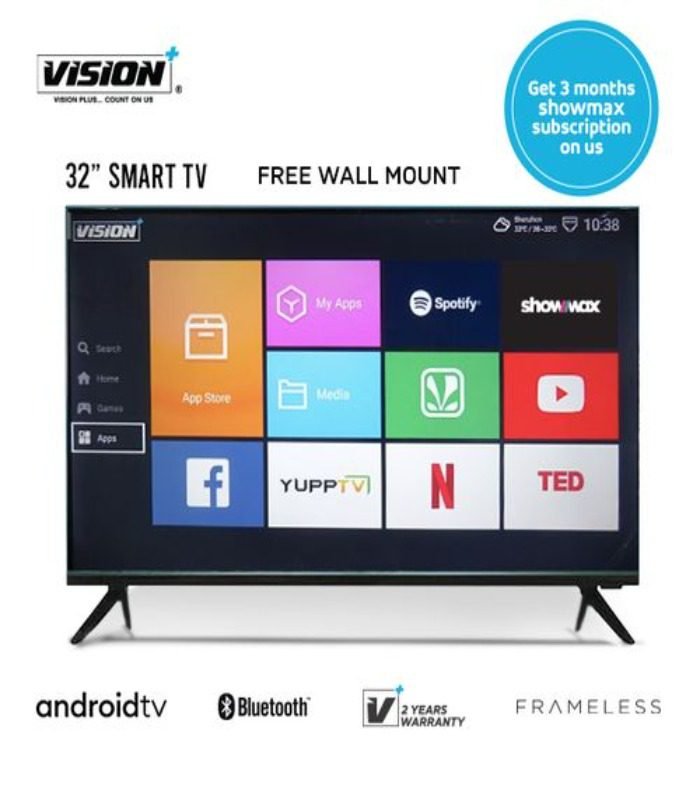 Vision Plus TV 32″ Frameless Smart Android TV VP8832SF