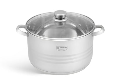 Edenberg Cooking Pot EB-3022 Stainless Steel  17.7L – 34cm – Multi-Ply Base – Glass Lid – Induction Compatible