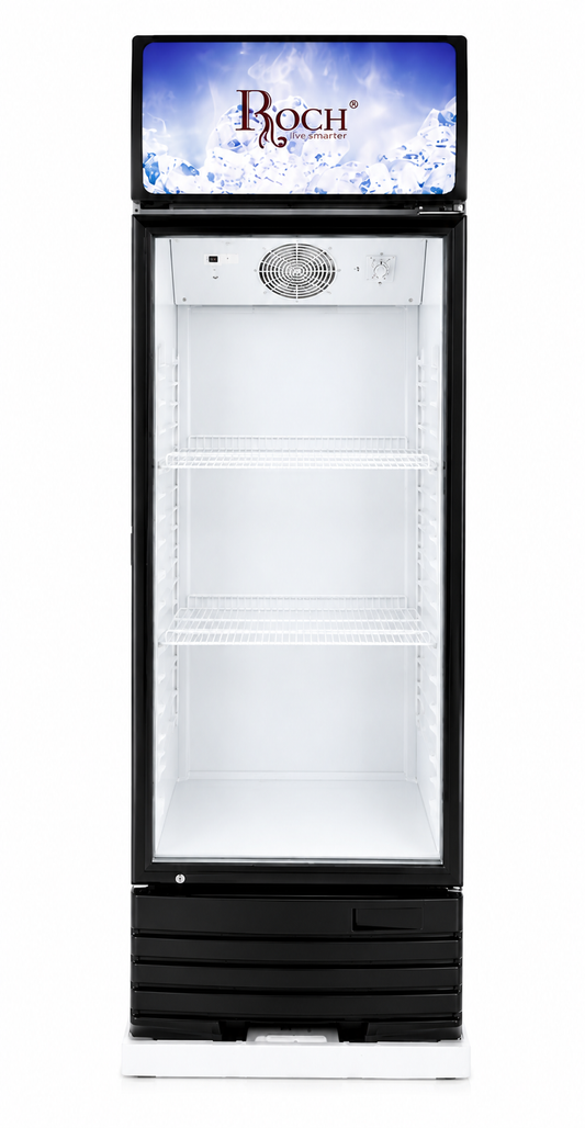 Roch Chiller RSF-410-O 329L Vertical Showcase Refrigerator – Glass Door, 4 Adjustable Shelves, Interior Light, Lock And  Key