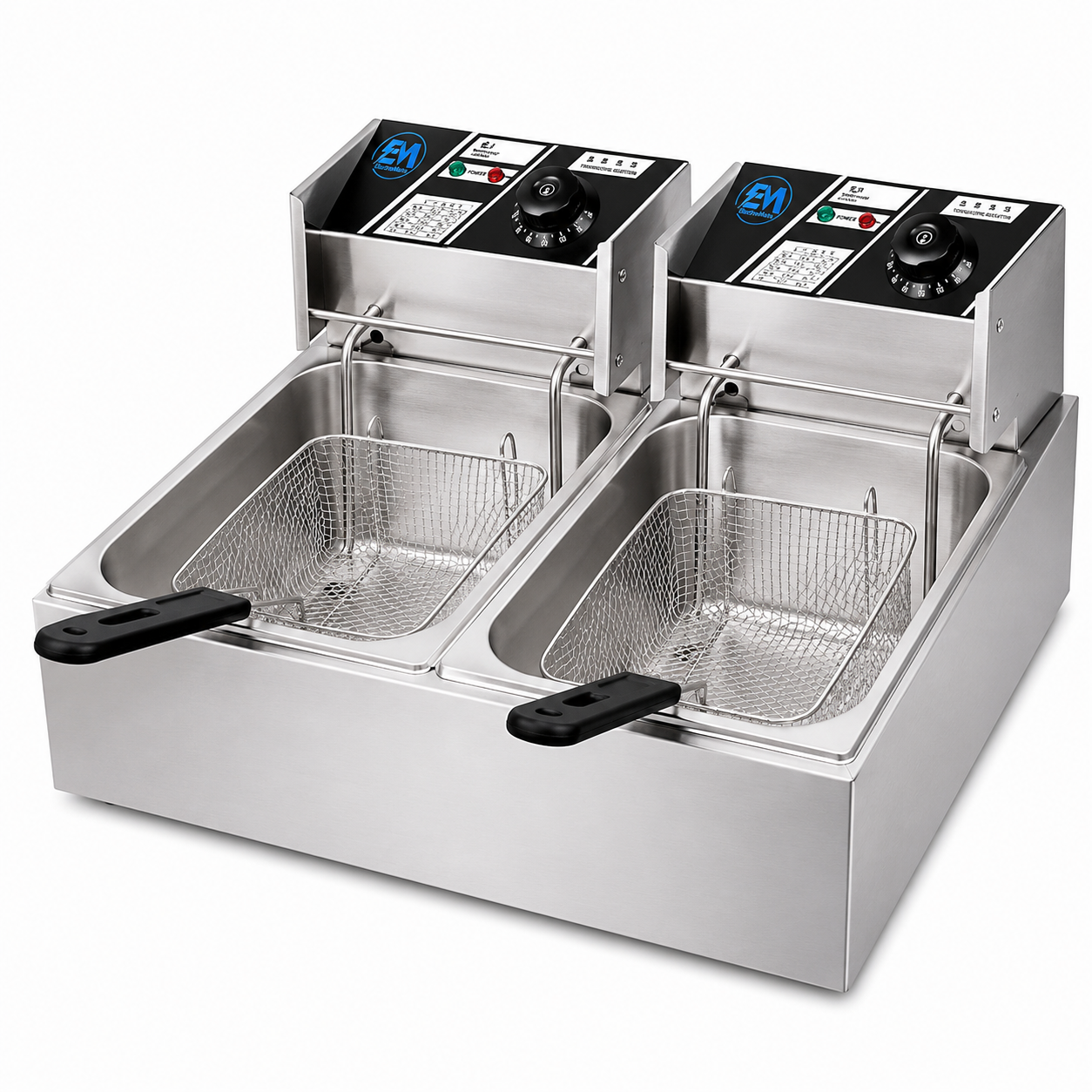 Electromate 12litres double tank electric deep fryer-6litres+6litres stainless steel.