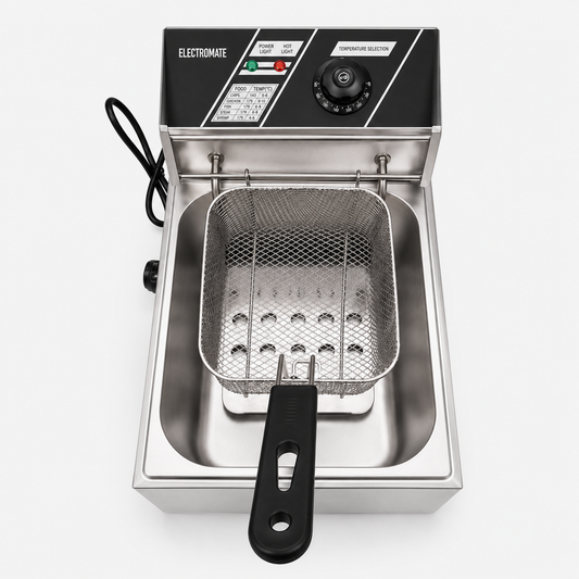 Electromate 6litres single tank electric deep fryer -stainless steel.