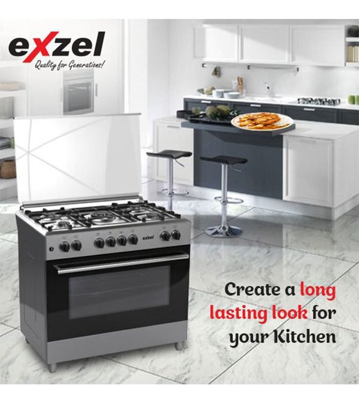 Exzel Cooker 90x60cm 5gas standing cooker with electric oven