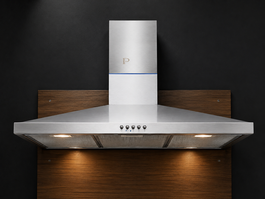 RochT-Shape Kitchen Hood 90CM Silver Stainless Steel Chimney Cooker Hood With LED Lights and 3-Speed Extraction