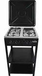 Olelon  Gas Cooker 3 Gas Burners + 1 Electric Hot Plate With Storage Shelves And Top Lid
