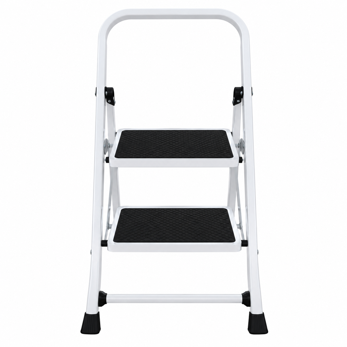 TLAC Foldable Steel Step Ladder GD-SL01P – 2-Step, White & Black