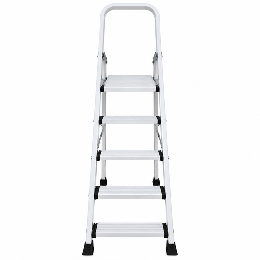 TLAC Foldable Steel Ladder GD-SL02P – White, Heavy-Duty Multipurpose Household Step Ladder