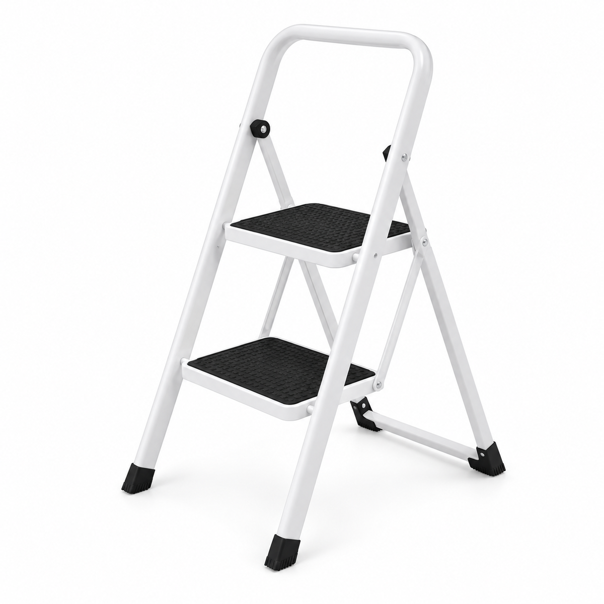 TLAC Foldable Steel Step Ladder GD-SL01P – 2-Step, White & Black
