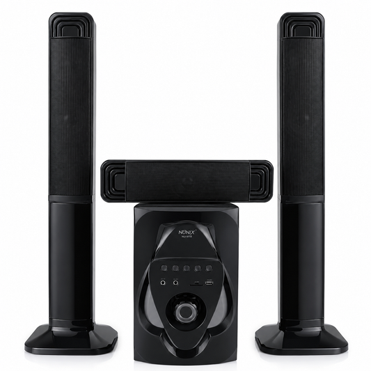 Nunix NU-M19 3.1CH Mini Home theater system tall boy with FM radio,LED display, Bluetooth and AC power input 90W power output