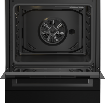 Beko Cooker 60cm Freestanding 3 Gas Burners + 1 Electric Hotplate, 66L Fan-Assisted Electric Oven, Stainless Steel