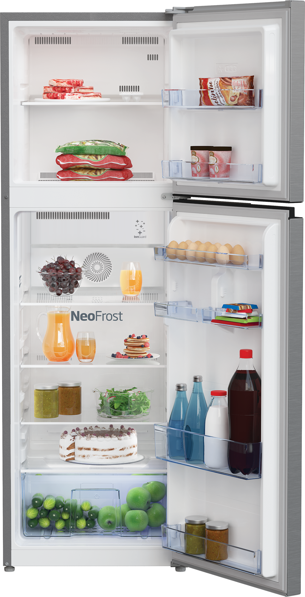 Beko  Fridge 250L  No Frost, NeoFrost Dual Cooling, 54cm, Brushed Silver