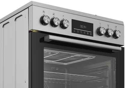 Beko Cooker 60cm Freestanding 4 Gas Burners, 66L Fan-Assisted Electric Oven, Stainless Steel