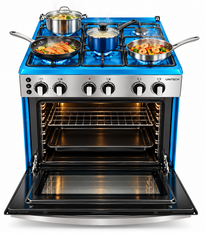 Unitech Cooker Free Standing 5 Gas Burners,Gas Oven,Jet burner with WOK Size 60*80