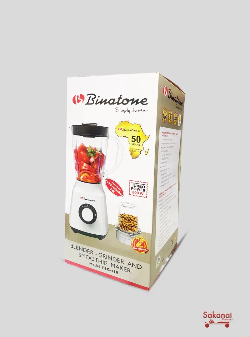 Binatone Blender with Grinder 1.5L 300W White BLG-410 2Years Warranty