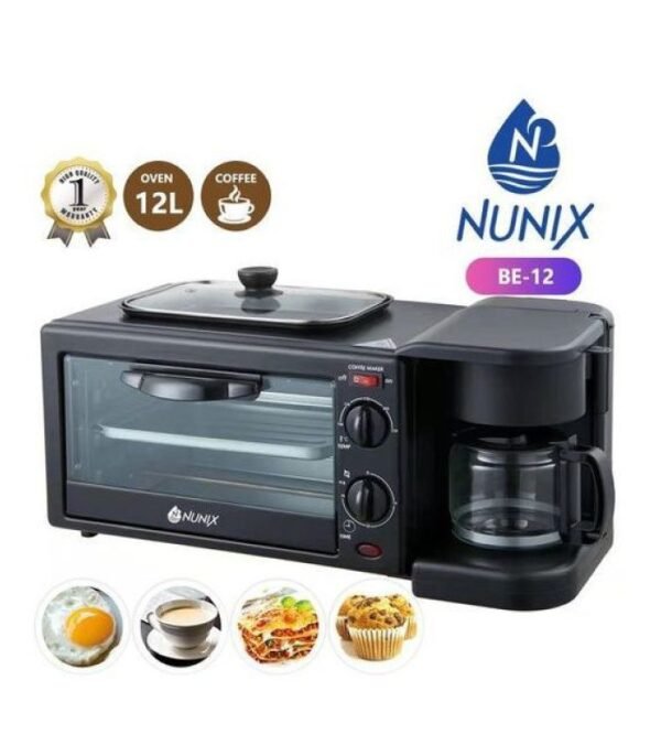 Nunix Breakfast Maker, 3In1 Multi-Function Breakfast Maker +Grill Tea-Coffee BE-12 - Image 1