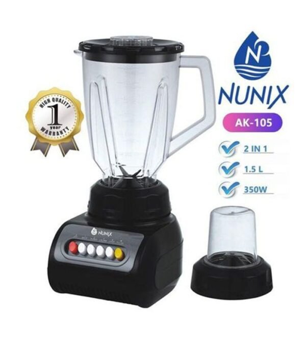 Nunix Blender, AK-105, 2 In 1 Blender With Grinding Machine, 1.5L. - Image 1