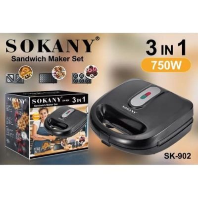 Sokany Sandwich Maker 3 In 1 ; Waffle, Doughnut Maker SK902