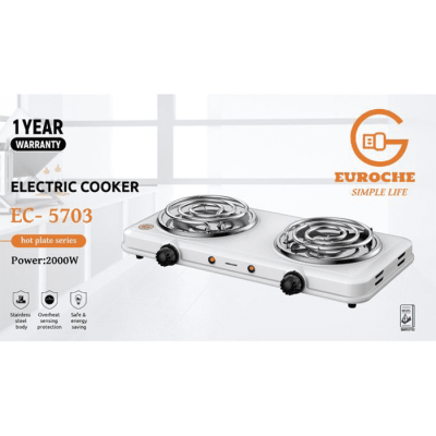 Eurochef Cooker Electric TableTop Two Burners Spiral Coil EC-5703