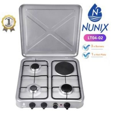Nunix Cooker, Table Top Cooker 3 Gas + 1 Electric Burner Stove LT04-02