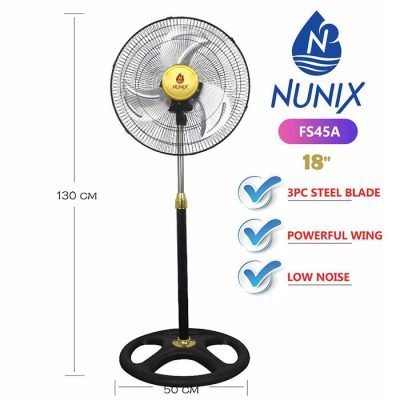 Nunix  Fan 18" Floor Standing Fan - Height,Tilting Angle Adjustment  FS45A