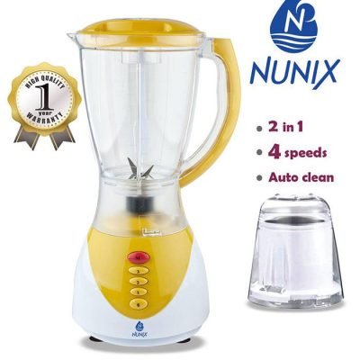 Nunix  Blender, 2 In 1 Blender With Grinding Machine 1.5L AK 301 Yellow