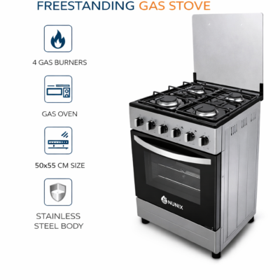 Nunix Cooker Free Standing 4 Gas Burner Cooker With Gas Oven