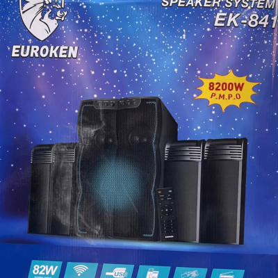 Euroken Speaker EK-841 Multimedia Woofer System 4.1 CH -8200W-BT/FM/USB Black 11499 4.1CH